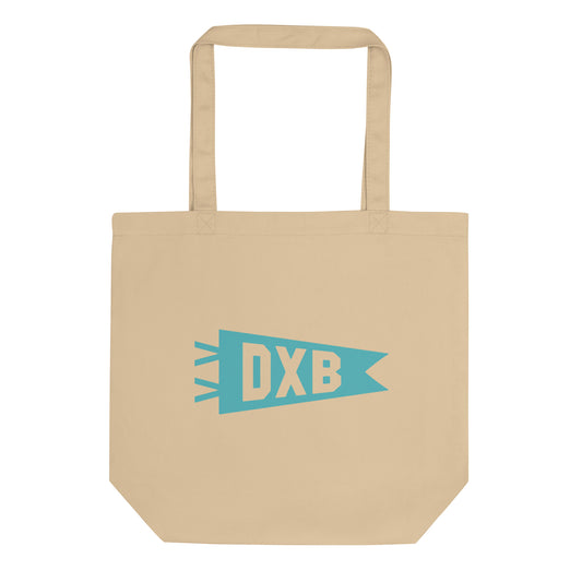 Cool Travel Gift Organic Tote Bag - Viking Blue • DXB Dubai • YHM Designs - Image 01