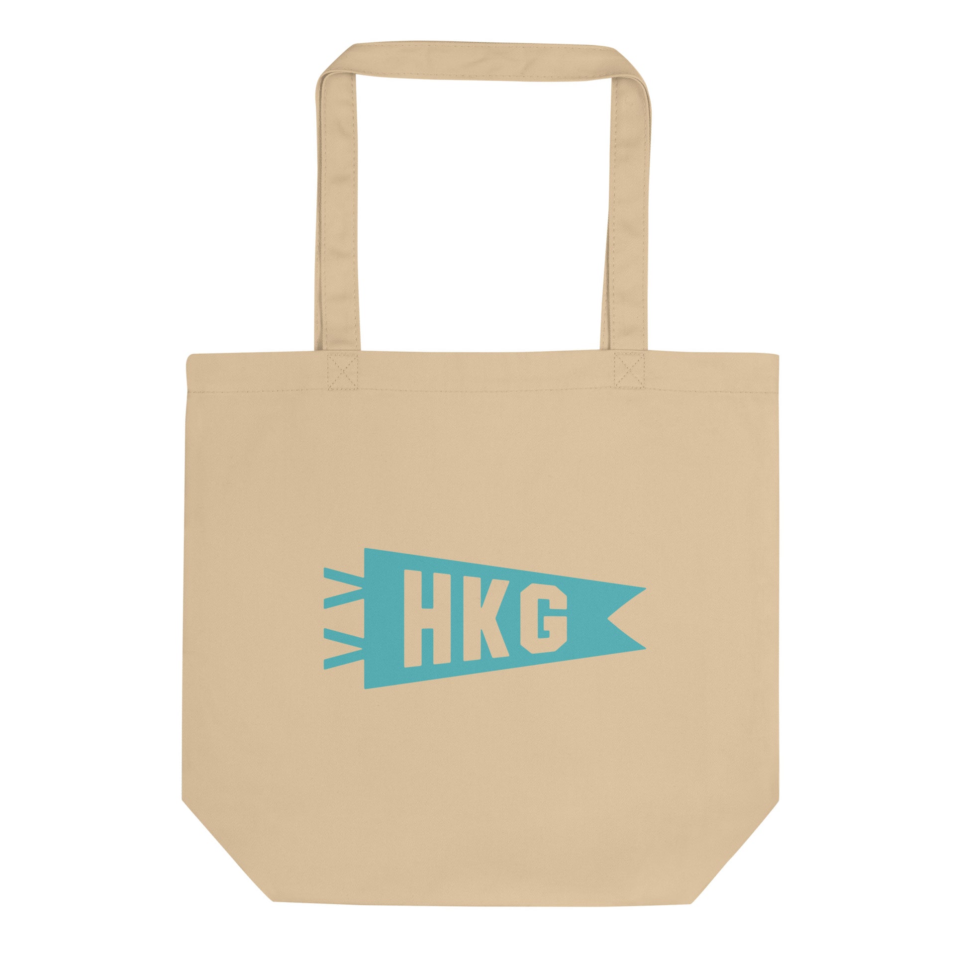 Cool Travel Gift Organic Tote Bag - Viking Blue • HKG Hong Kong • YHM Designs - Image 01