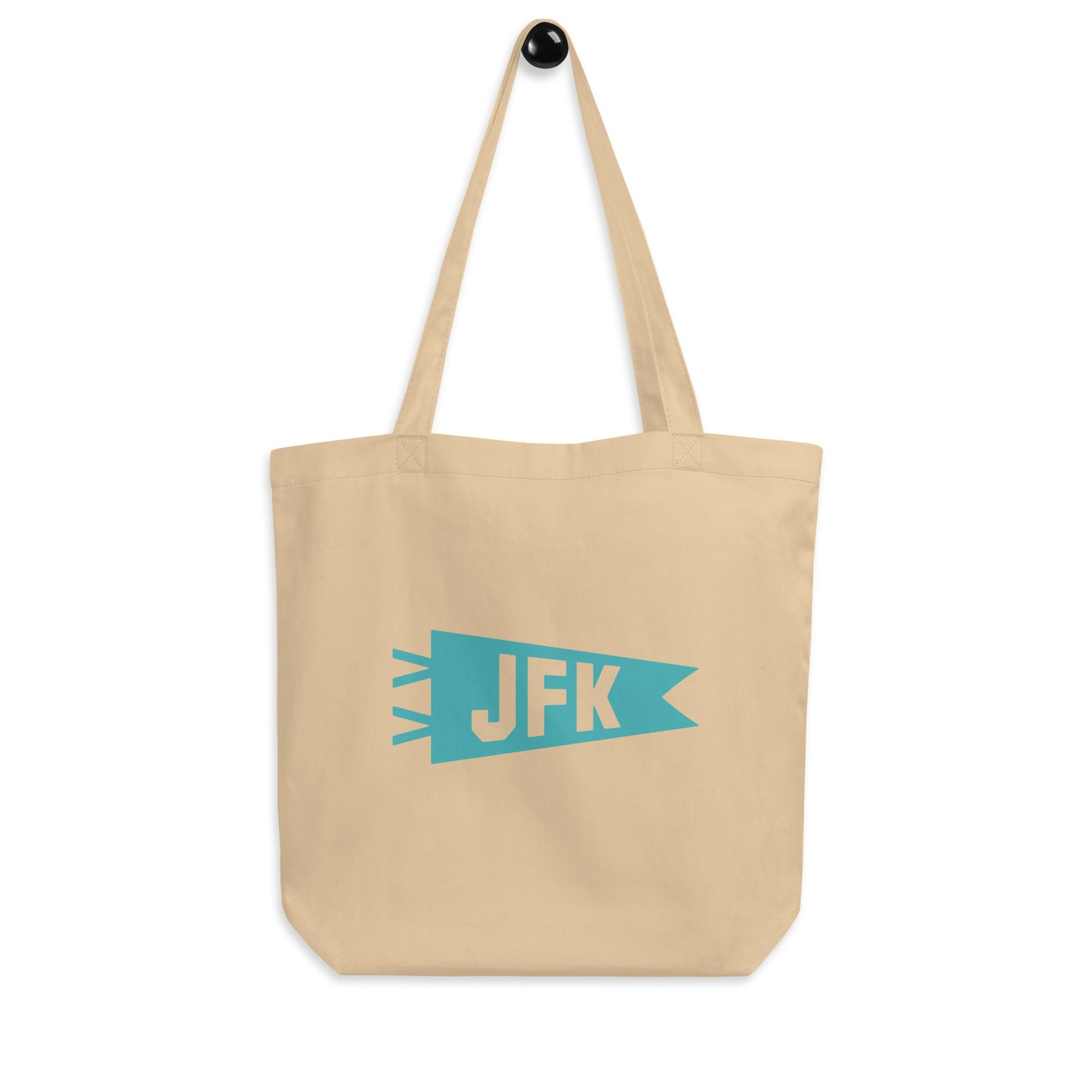 Cool Travel Gift Organic Tote Bag - Viking Blue • JFK New York City • YHM Designs - Image 04