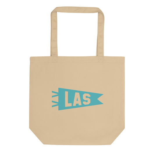 Cool Travel Gift Organic Tote Bag - Viking Blue • LAS Las Vegas • YHM Designs - Image 01