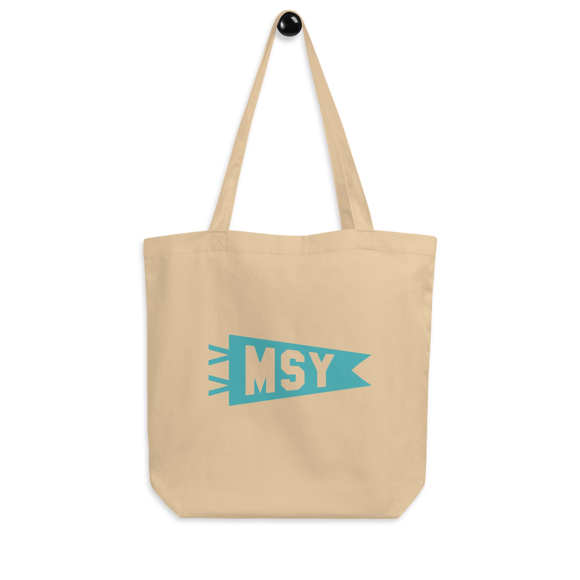Cool Travel Gift Organic Tote Bag - Viking Blue • MSY New Orleans • YHM Designs - Image 04