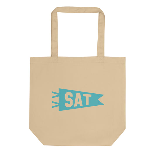 Cool Travel Gift Organic Tote Bag - Viking Blue • SAT San Antonio • YHM Designs - Image 01