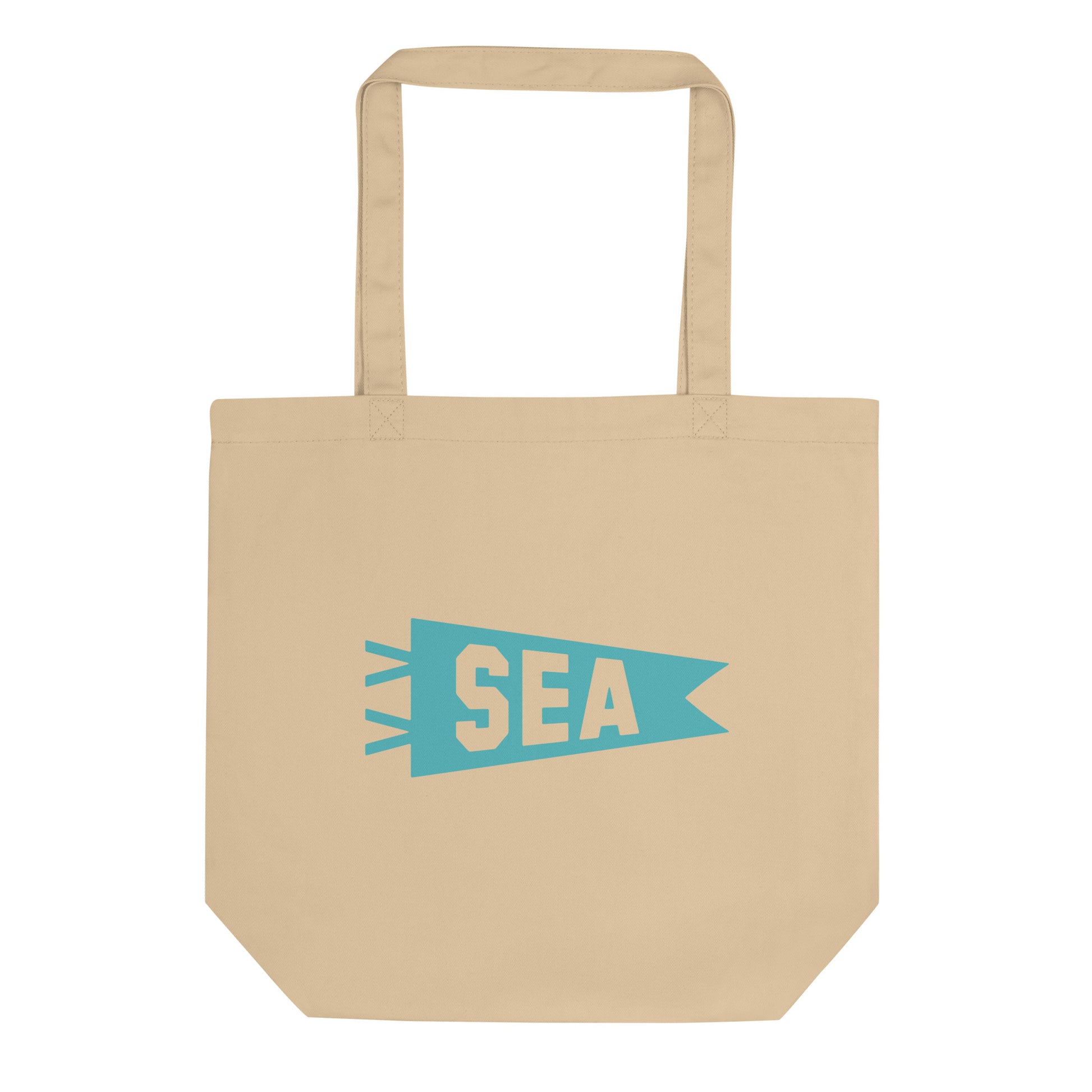 Cool Travel Gift Organic Tote Bag - Viking Blue • SEA Seattle • YHM Designs - Image 01