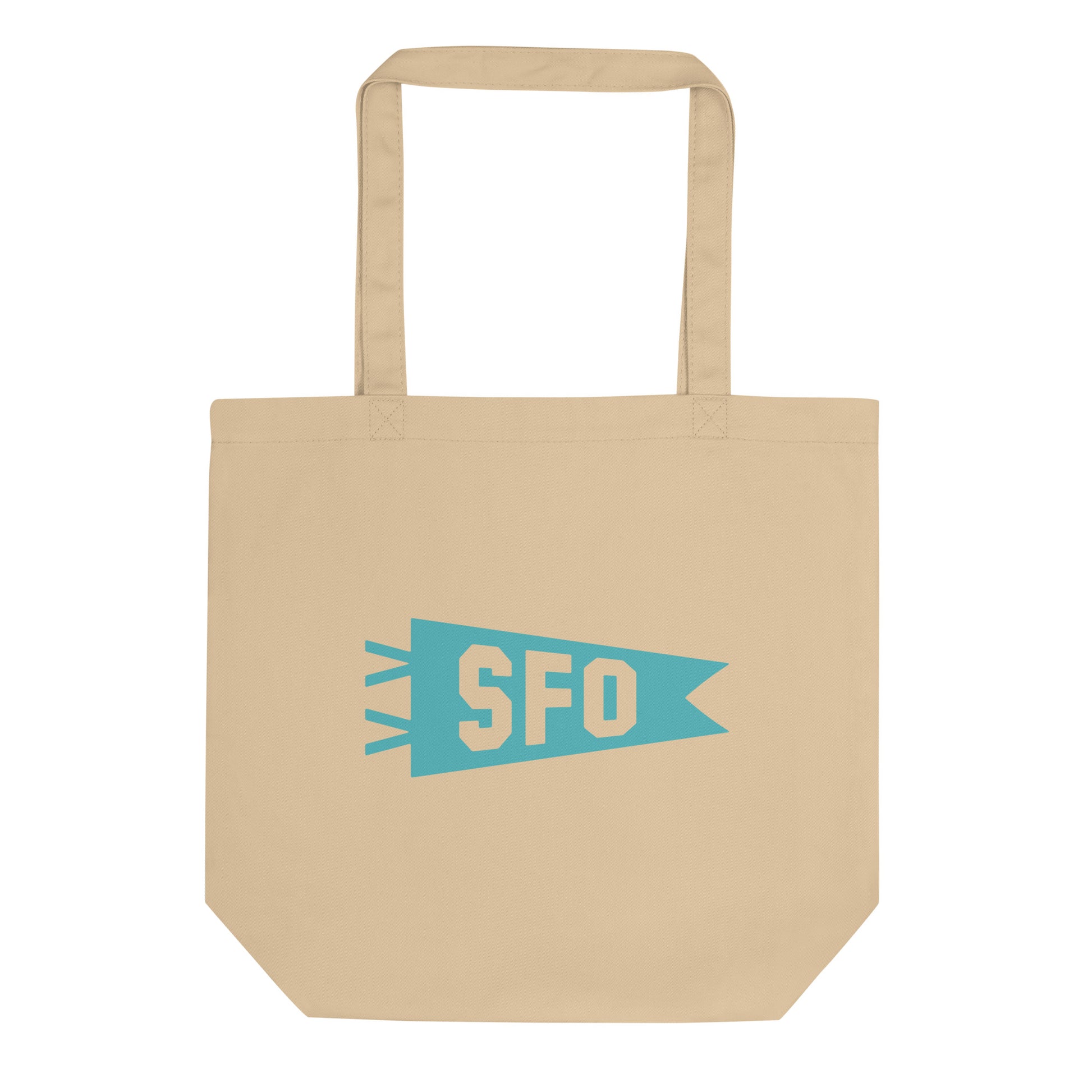 Cool Travel Gift Organic Tote Bag - Viking Blue • SFO San Francisco • YHM Designs - Image 01