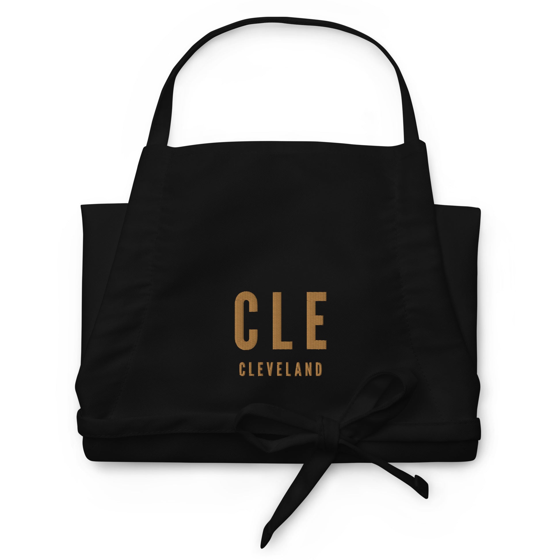 City Embroidered Apron - Old Gold • CLE Cleveland • YHM Designs - Image 03