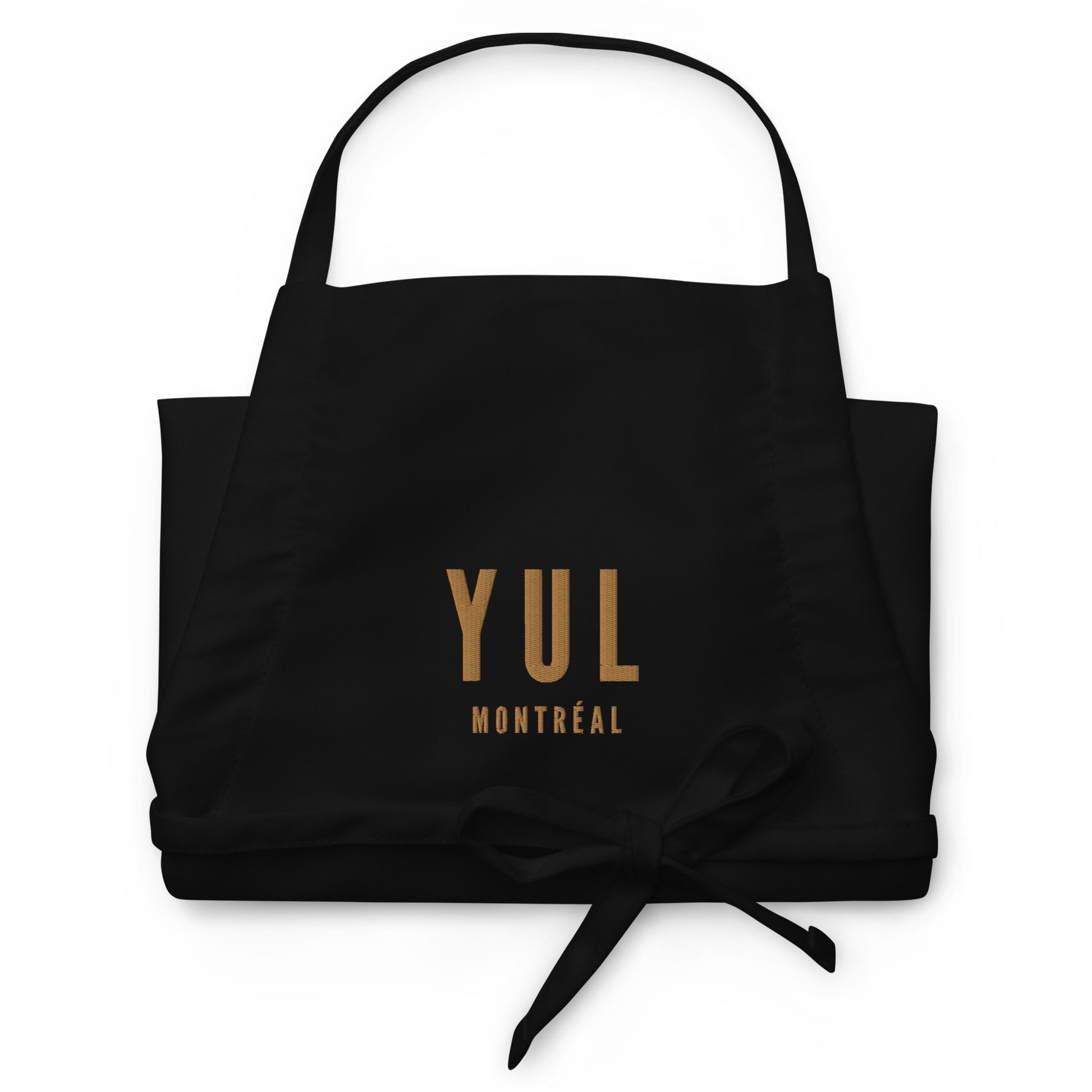 City Embroidered Apron - Old Gold • YUL Montreal • YHM Designs - Image 03