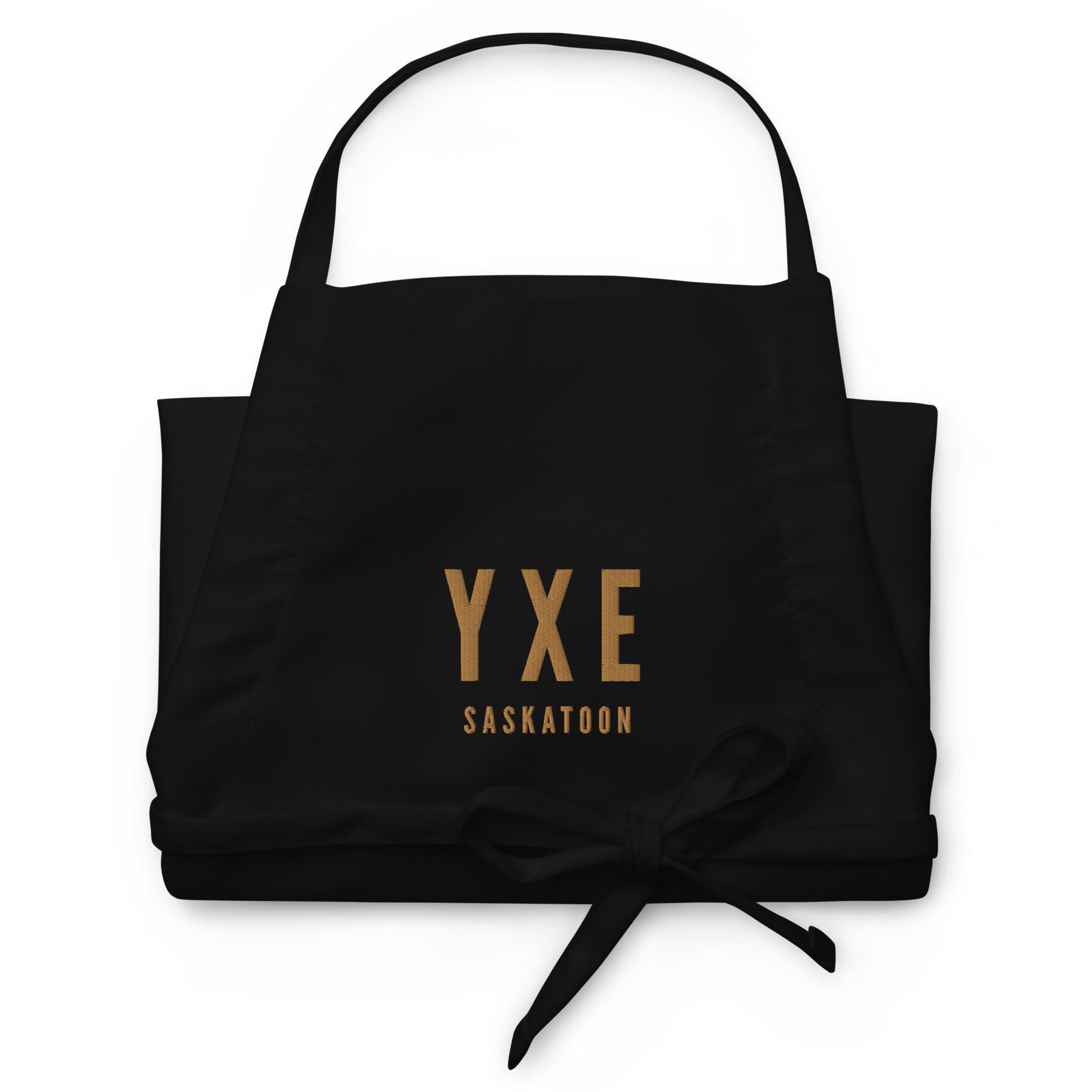 City Embroidered Apron - Old Gold • YXE Saskatoon • YHM Designs - Image 03