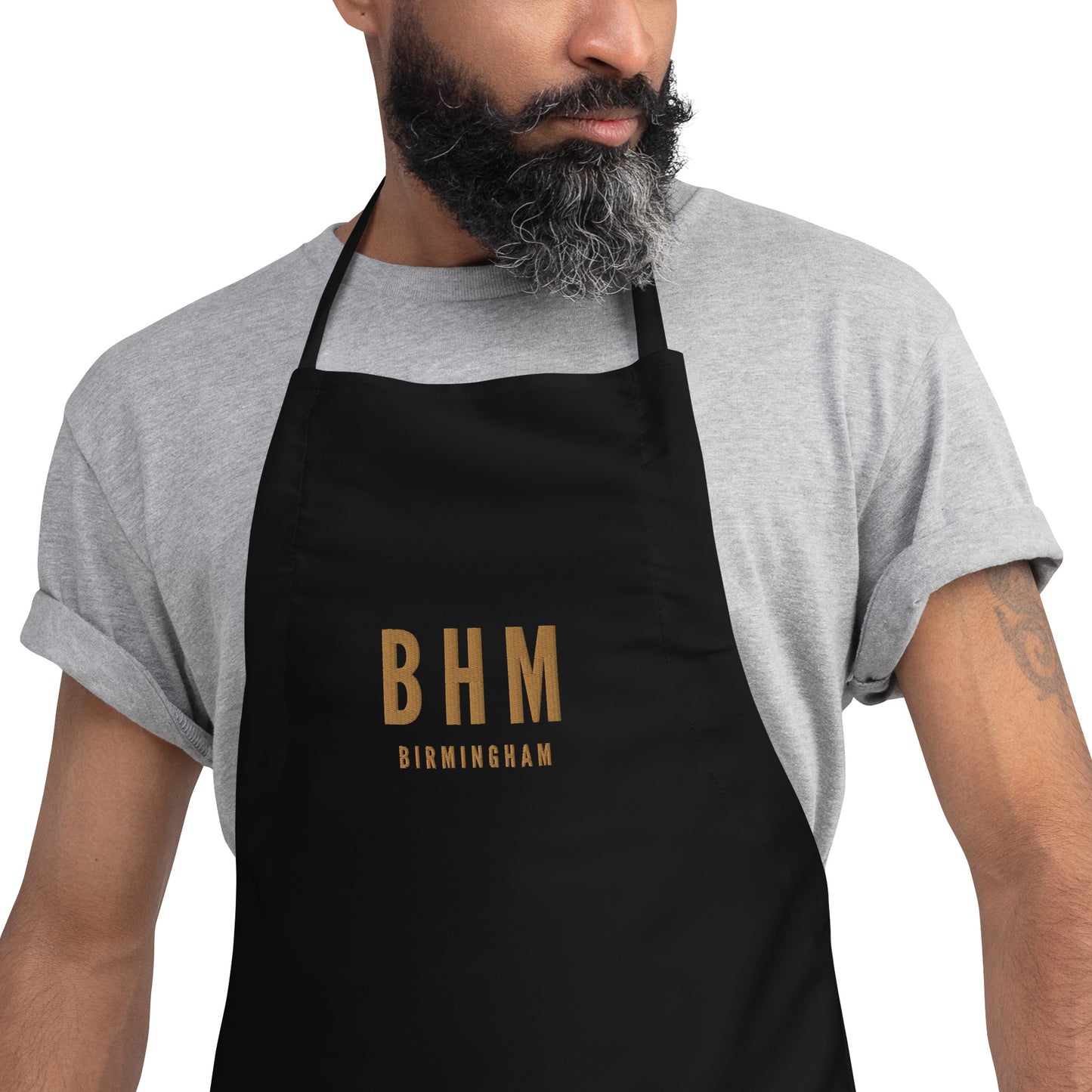 City Embroidered Apron - Old Gold • BHM Birmingham • YHM Designs - Image 04