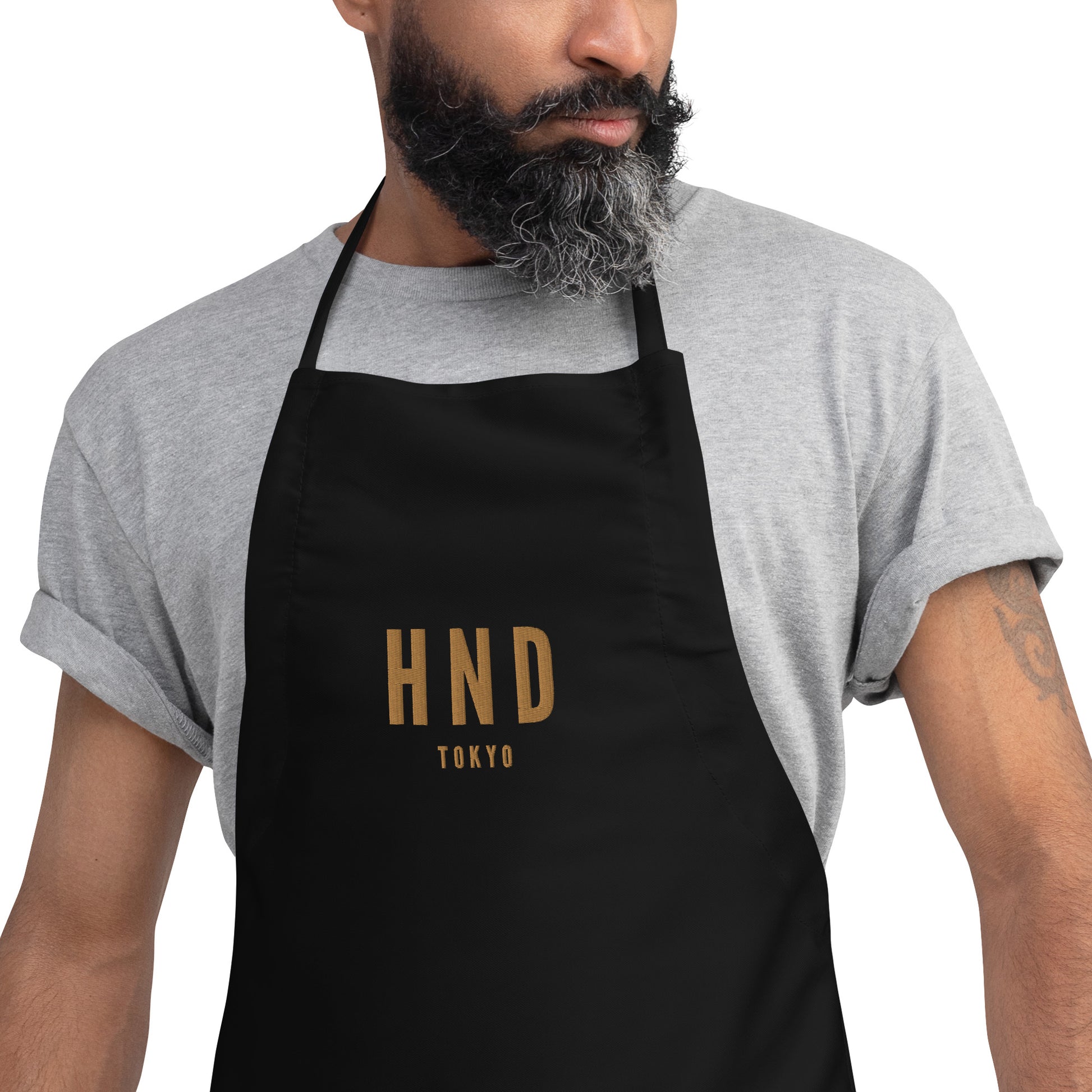 City Embroidered Apron - Old Gold • HND Tokyo • YHM Designs - Image 04