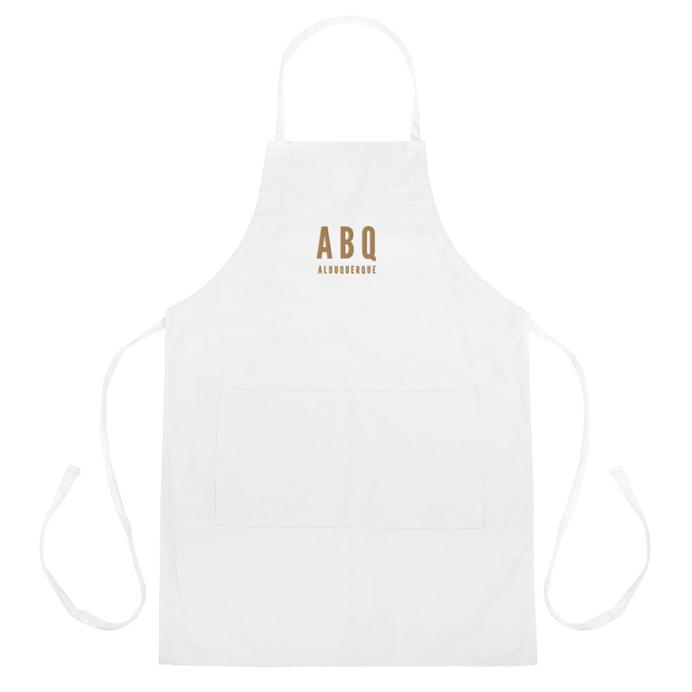 City Embroidered Apron - Old Gold • ABQ Albuquerque • YHM Designs - Image 01