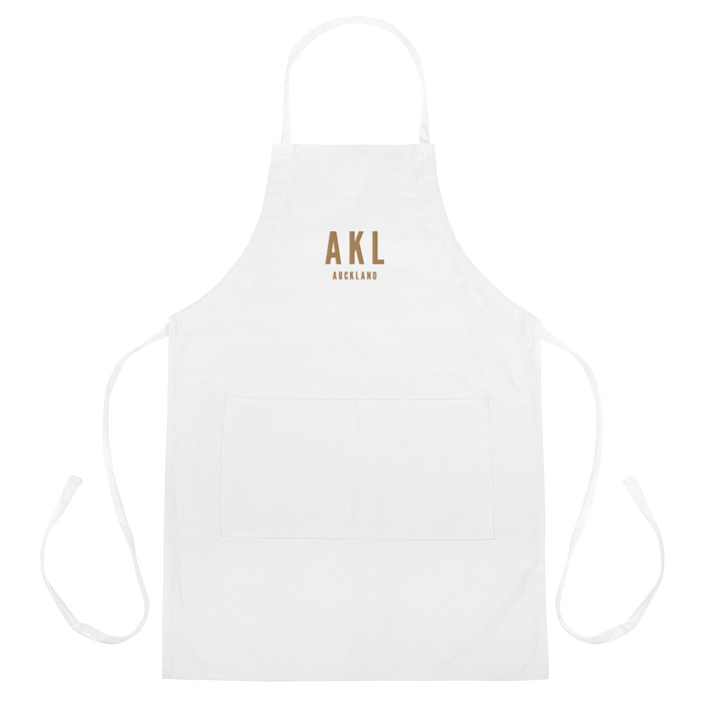 City Embroidered Apron - Old Gold • AKL Auckland • YHM Designs - Image 01