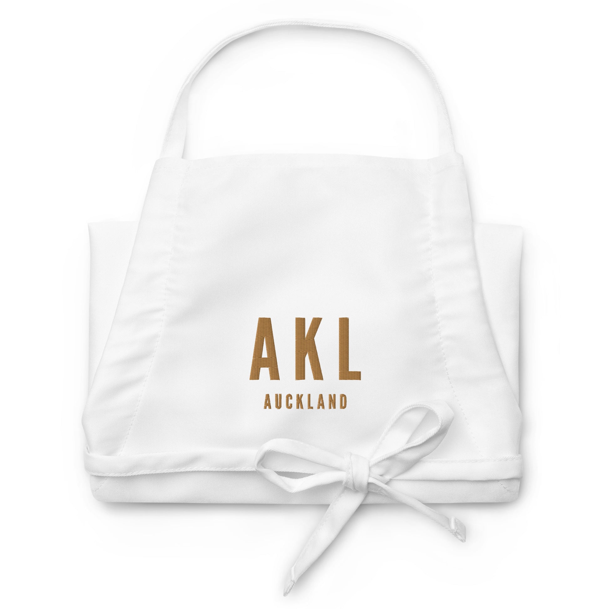 City Embroidered Apron - Old Gold • AKL Auckland • YHM Designs - Image 07