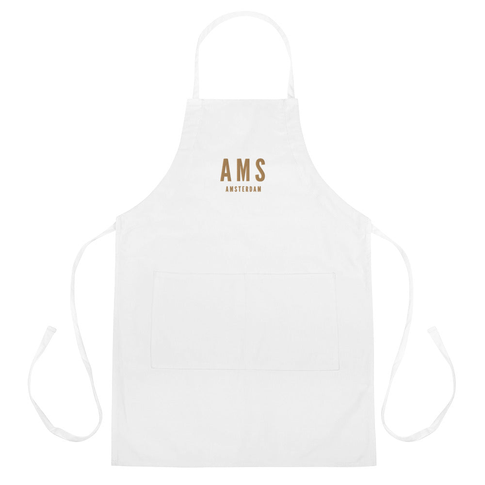City Embroidered Apron - Old Gold • AMS Amsterdam • YHM Designs - Image 01