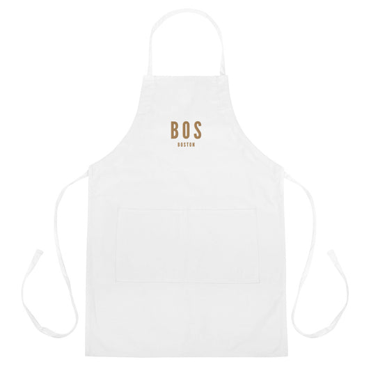 City Embroidered Apron - Old Gold • BOS Boston • YHM Designs - Image 01