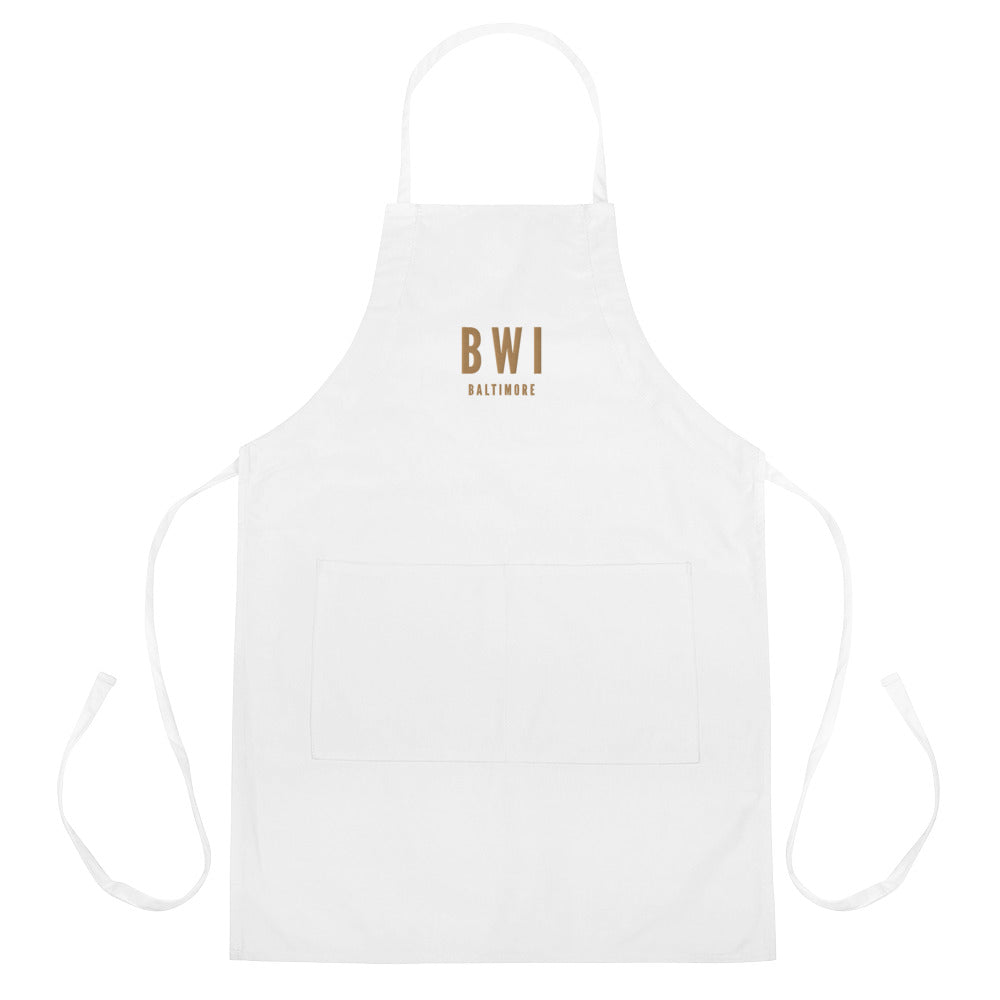 City Embroidered Apron - Old Gold • BWI Baltimore • YHM Designs - Image 01