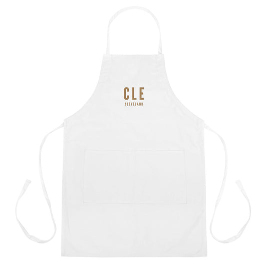 City Embroidered Apron - Old Gold • CLE Cleveland • YHM Designs - Image 01