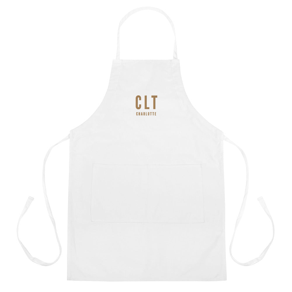 City Embroidered Apron - Old Gold • CLT Charlotte • YHM Designs - Image 01