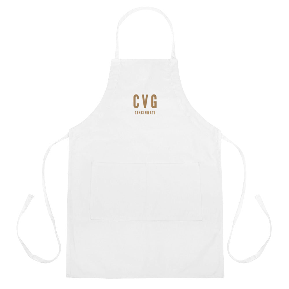 City Embroidered Apron - Old Gold • CVG Cincinnati • YHM Designs - Image 01