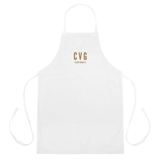 City Embroidered Apron - Old Gold • CVG Cincinnati • YHM Designs - Image 01