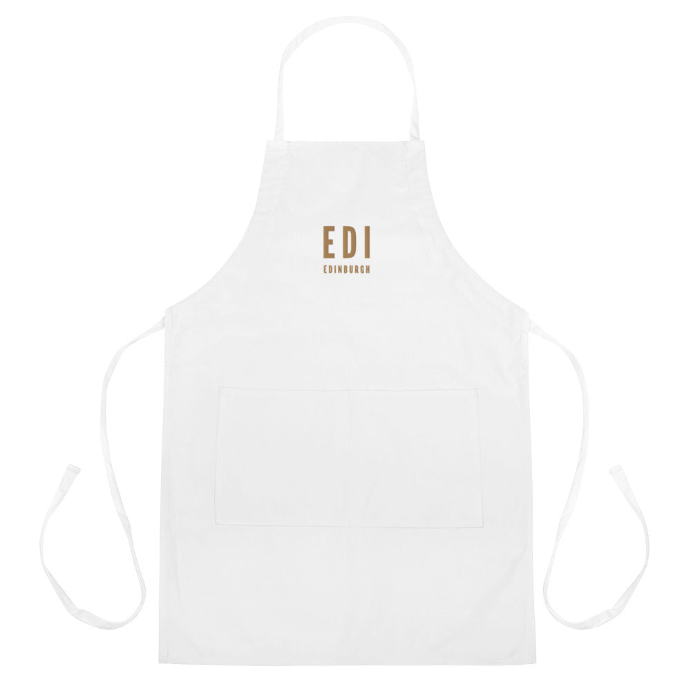 City Embroidered Apron - Old Gold • EDI Edinburgh • YHM Designs - Image 01