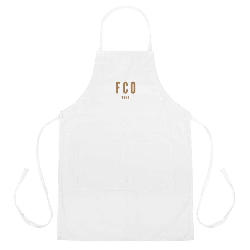 City Embroidered Apron - Old Gold • FCO Rome • YHM Designs - Image 01