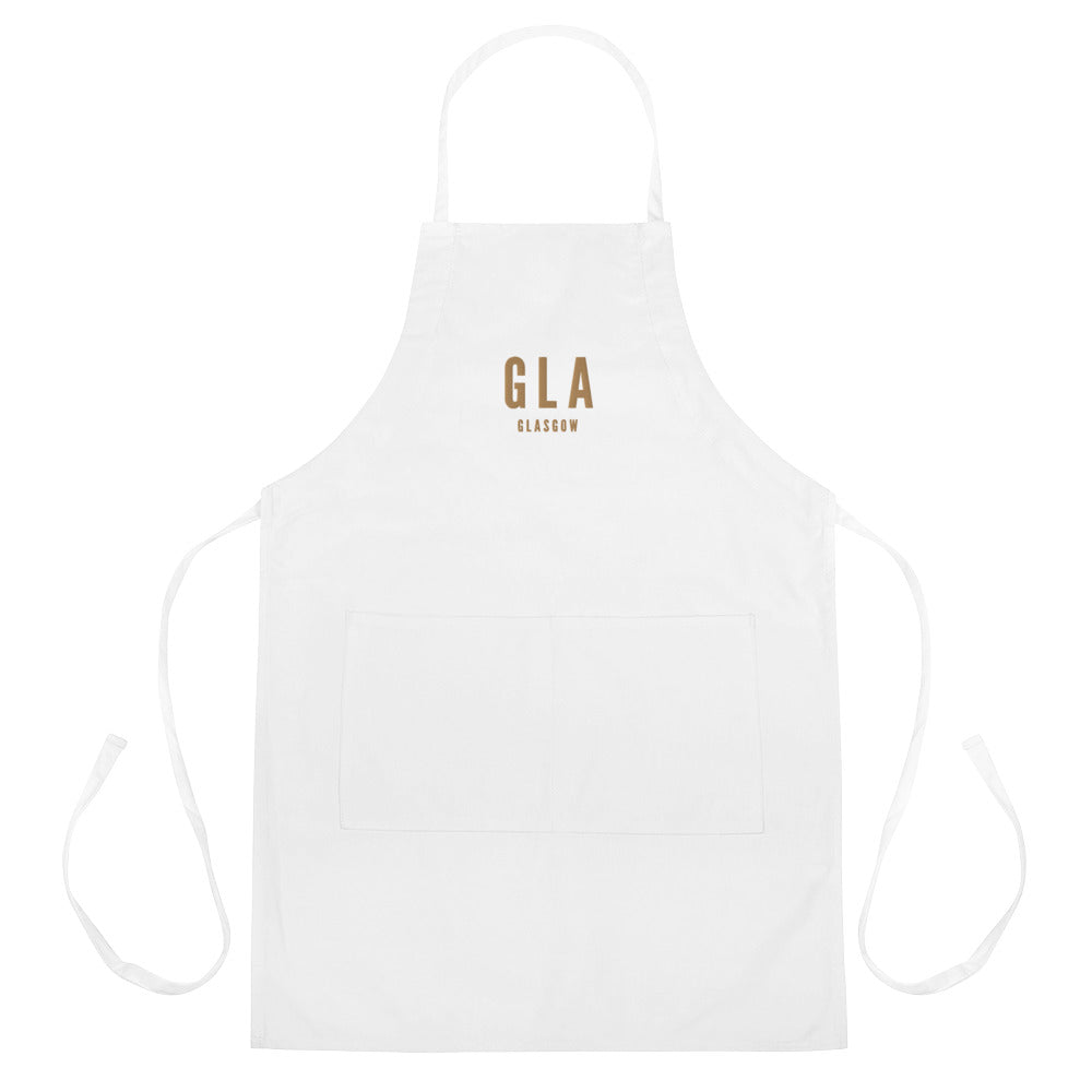 City Embroidered Apron - Old Gold • GLA Glasgow • YHM Designs - Image 01