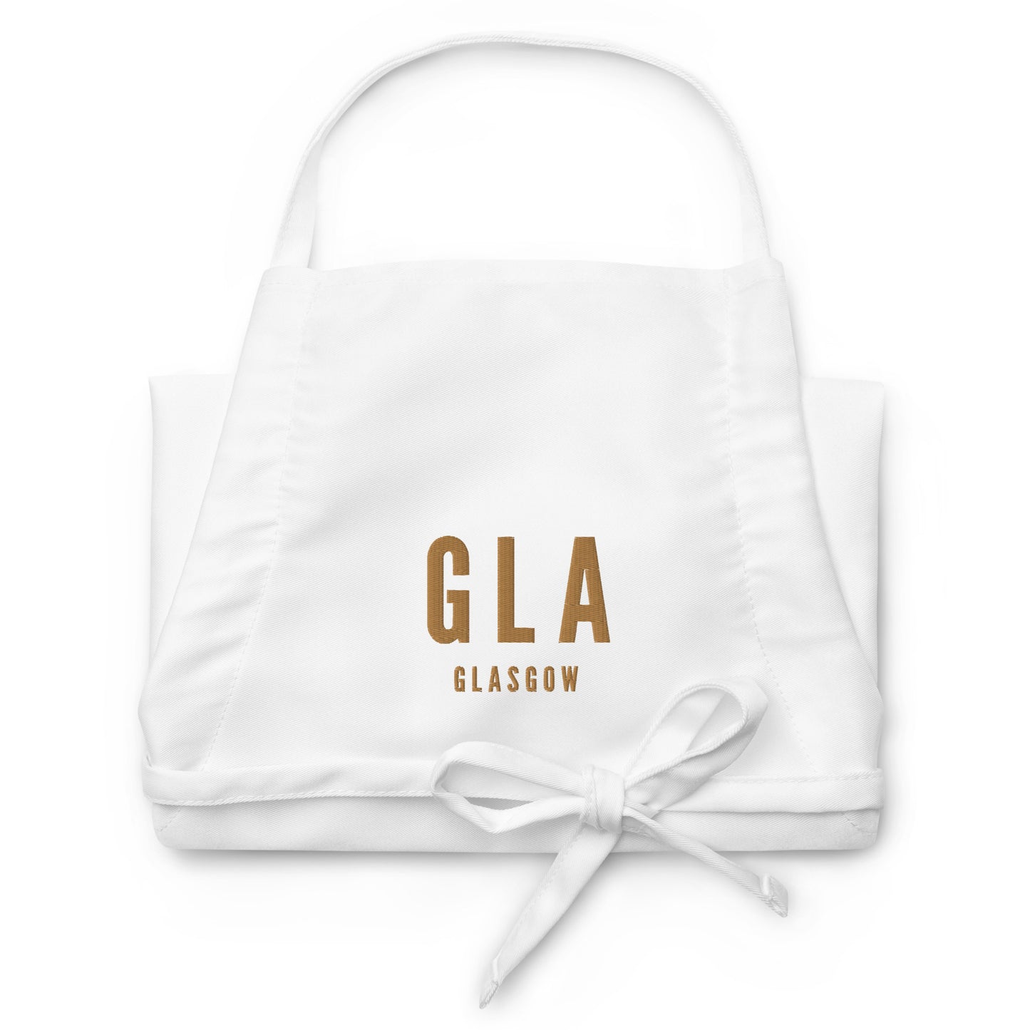 City Embroidered Apron - Old Gold • GLA Glasgow • YHM Designs - Image 07