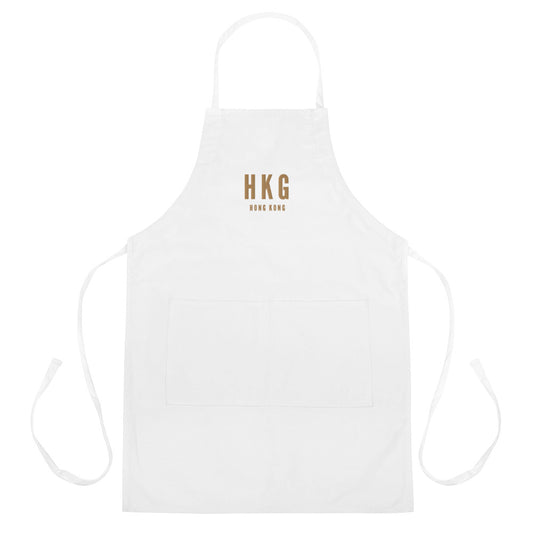 City Embroidered Apron - Old Gold • HKG Hong Kong • YHM Designs - Image 01