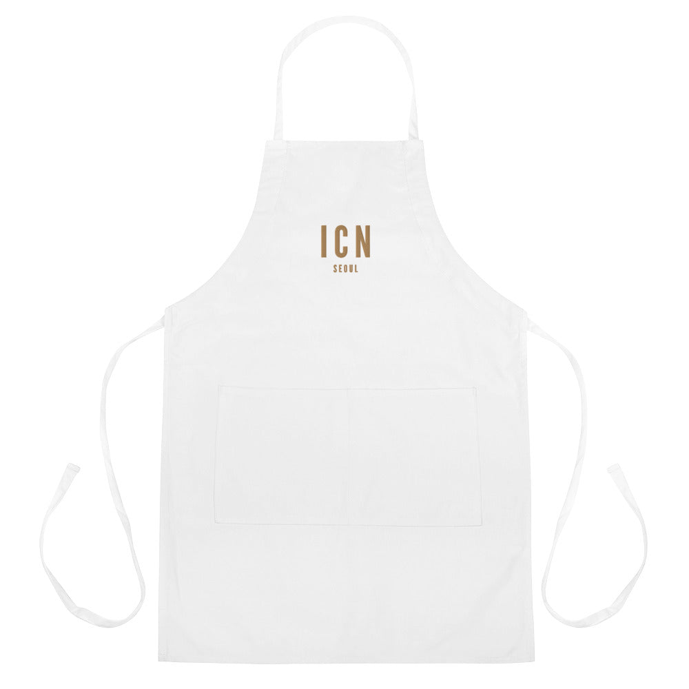 City Embroidered Apron - Old Gold • ICN Seoul • YHM Designs - Image 01