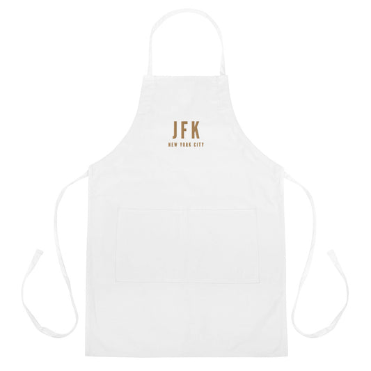 City Embroidered Apron - Old Gold • JFK New York City • YHM Designs - Image 01