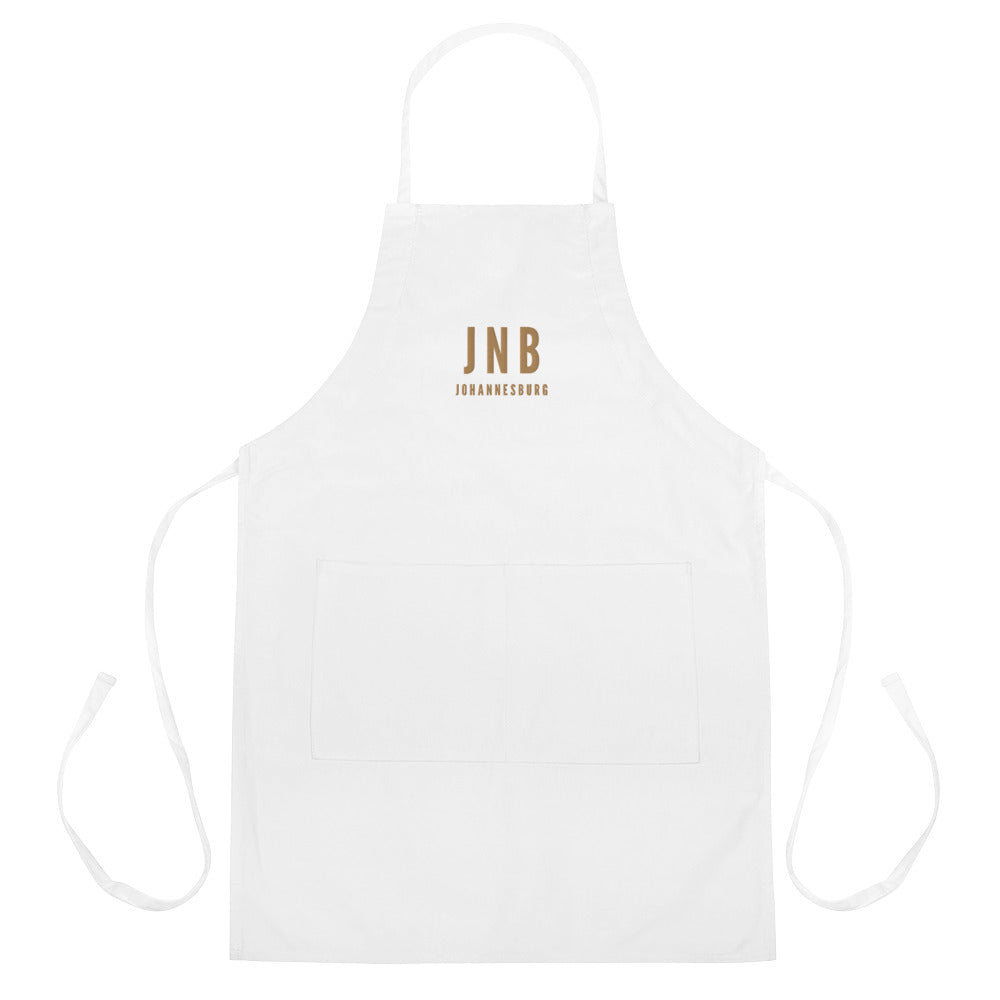 City Embroidered Apron - Old Gold • JNB Johannesburg • YHM Designs - Image 01