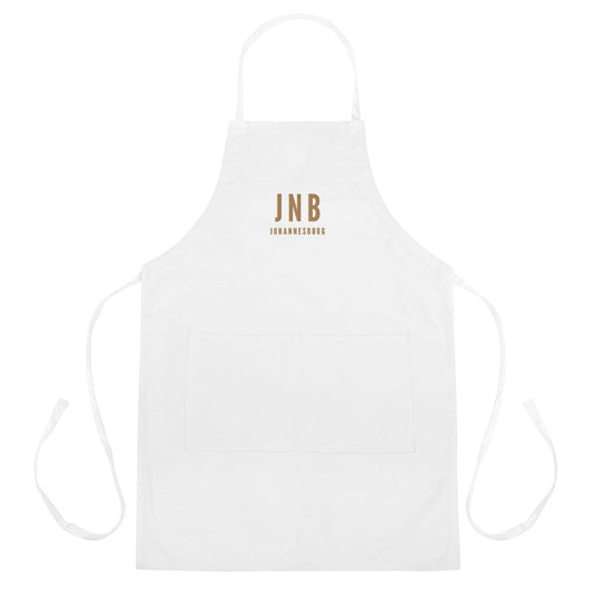 City Embroidered Apron - Old Gold • JNB Johannesburg • YHM Designs - Image 01