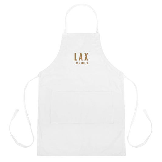 City Embroidered Apron - Old Gold • LAX Los Angeles • YHM Designs - Image 01