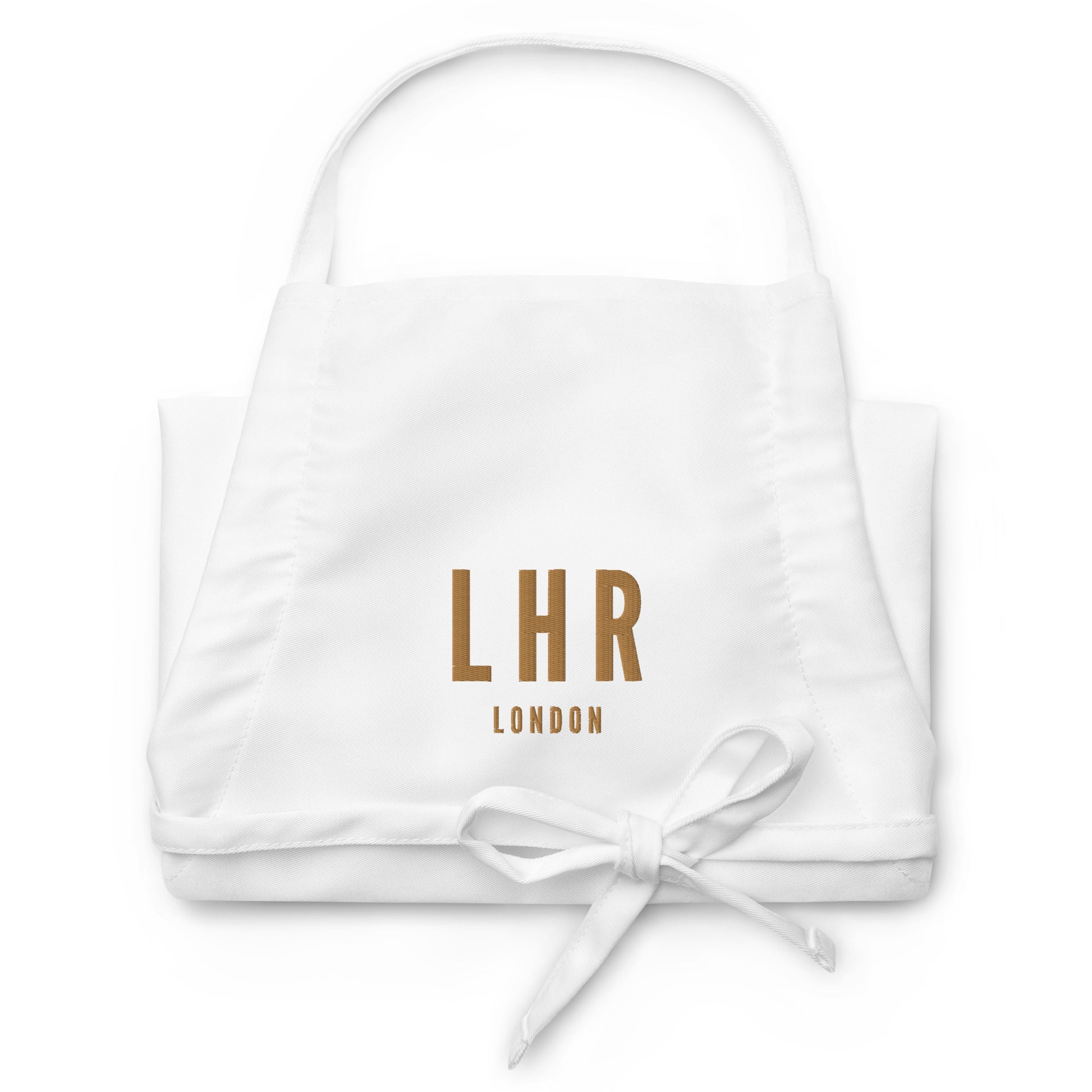 City Embroidered Apron - Old Gold • LHR London • YHM Designs - Image 07