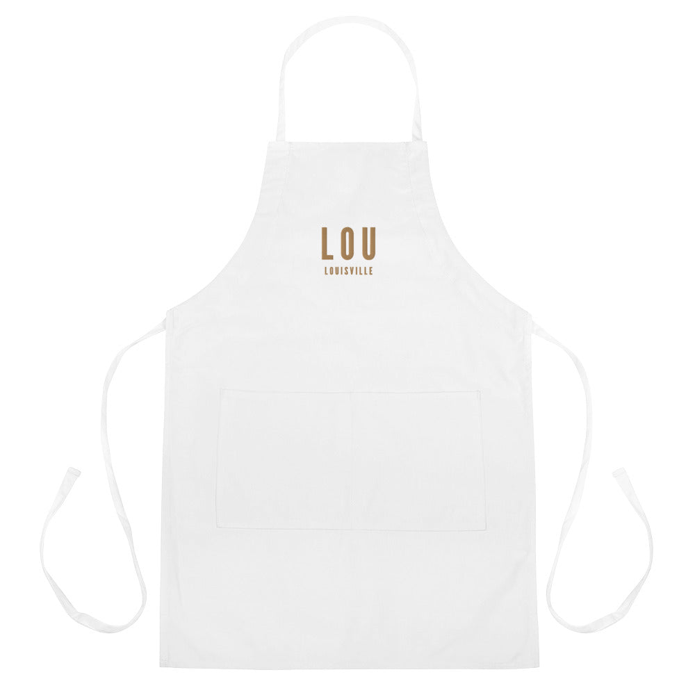 City Embroidered Apron - Old Gold • LOU Louisville • YHM Designs - Image 01
