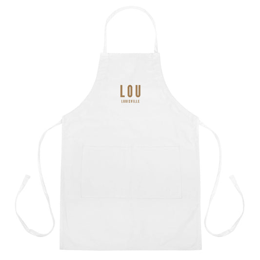 City Embroidered Apron - Old Gold • LOU Louisville • YHM Designs - Image 01