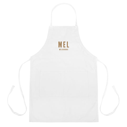 City Embroidered Apron - Old Gold • MEL Melbourne • YHM Designs - Image 01