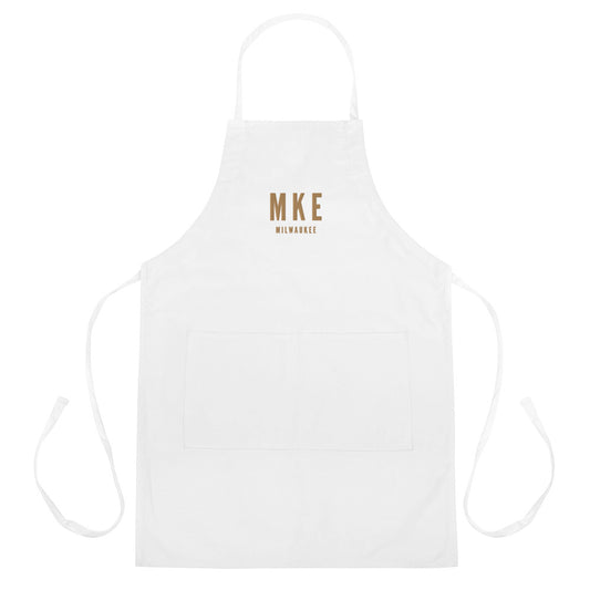 City Embroidered Apron - Old Gold • MKE Milwaukee • YHM Designs - Image 01