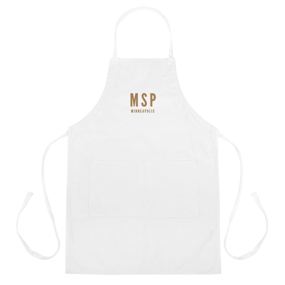 City Embroidered Apron - Old Gold • MSP Minneapolis • YHM Designs - Image 01
