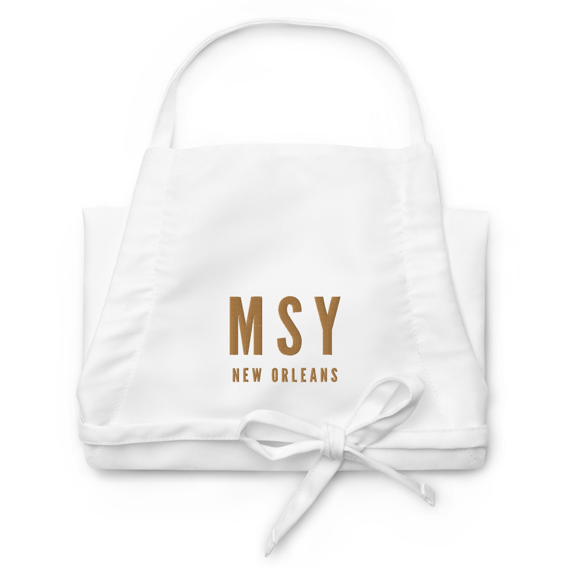 City Embroidered Apron - Old Gold • MSY New Orleans • YHM Designs - Image 07