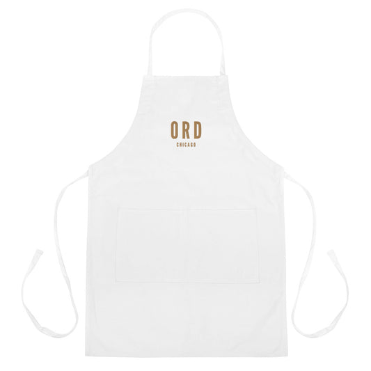 City Embroidered Apron - Old Gold • ORD Chicago • YHM Designs - Image 01