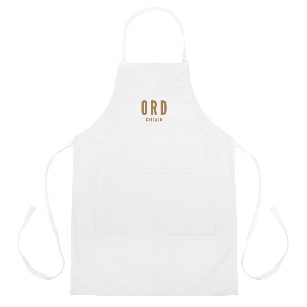 City Embroidered Apron - Old Gold • ORD Chicago • YHM Designs - Image 01