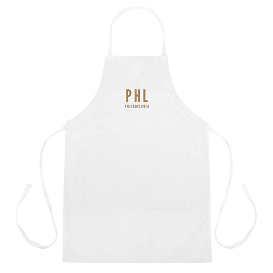 City Embroidered Apron - Old Gold • PHL Philadelphia • YHM Designs - Image 01