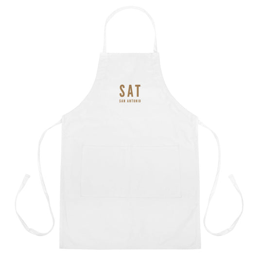 City Embroidered Apron - Old Gold • SAT San Antonio • YHM Designs - Image 01