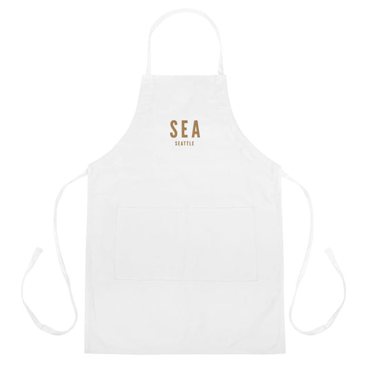 City Embroidered Apron - Old Gold • SEA Seattle • YHM Designs - Image 01