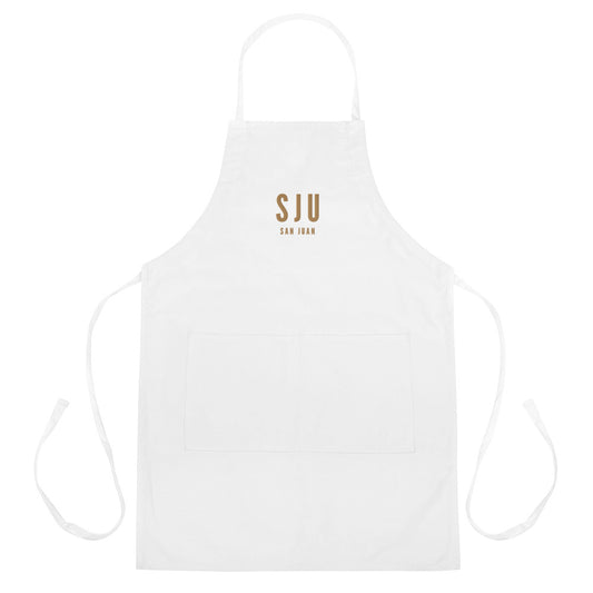 City Embroidered Apron - Old Gold • SJU San Juan • YHM Designs - Image 01