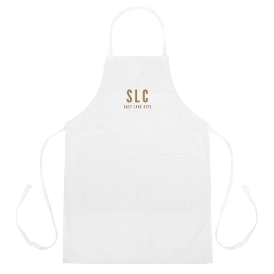 City Embroidered Apron - Old Gold • SLC Salt Lake City • YHM Designs - Image 01