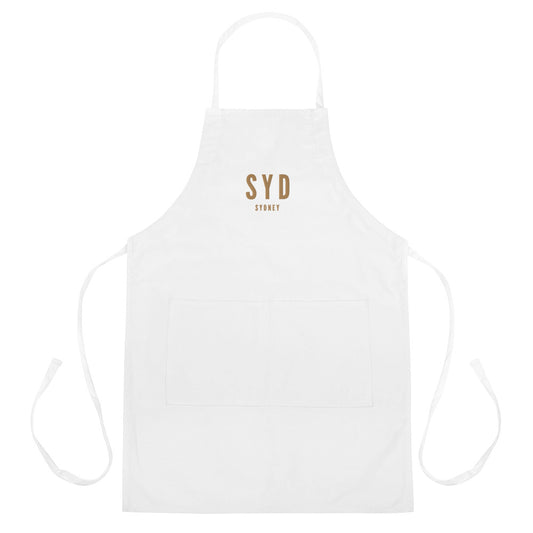 City Embroidered Apron - Old Gold • SYD Sydney • YHM Designs - Image 01