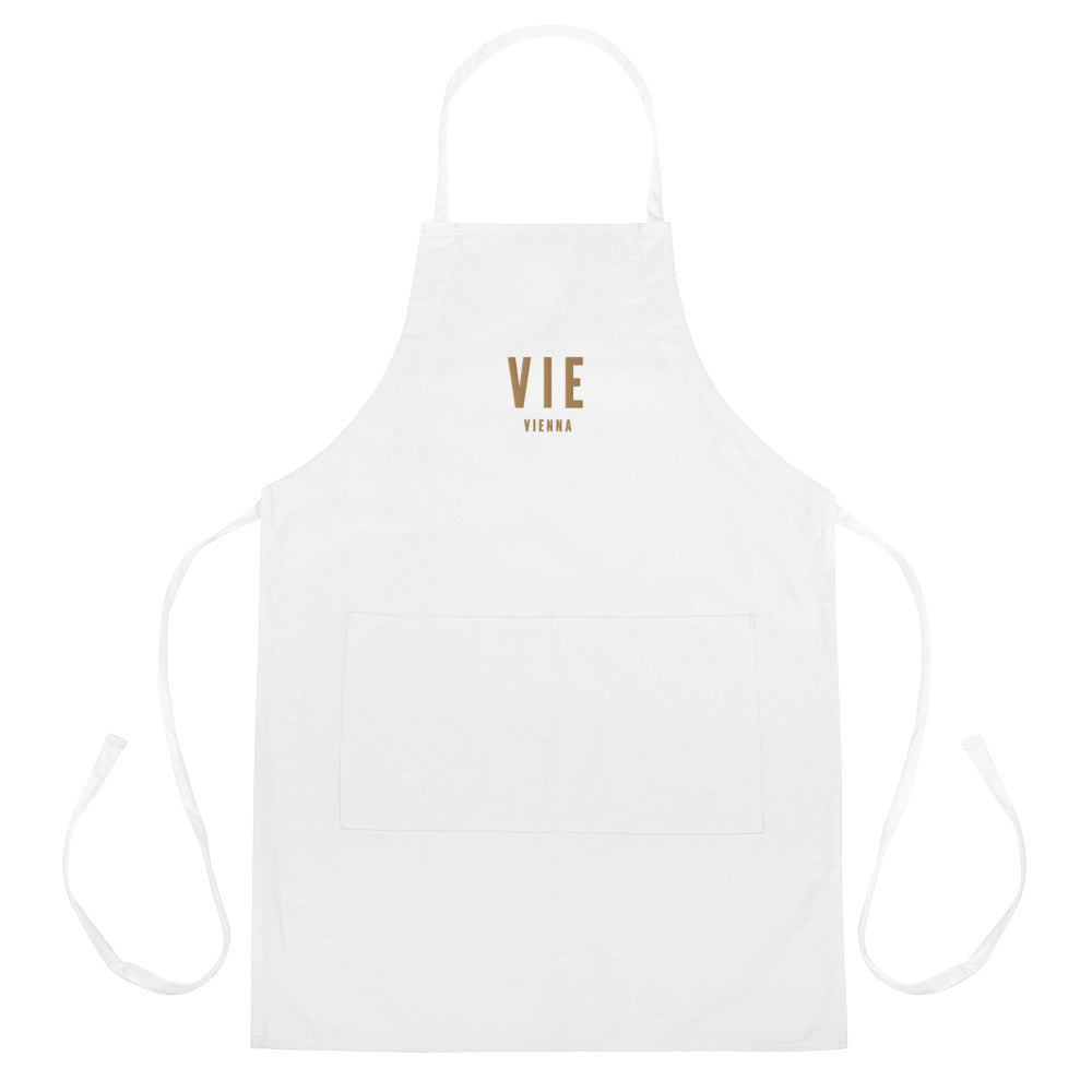 City Embroidered Apron - Old Gold • VIE Vienna • YHM Designs - Image 01