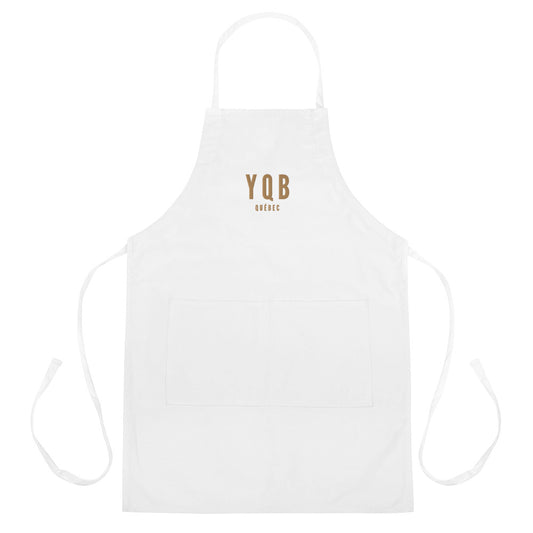 City Embroidered Apron - Old Gold • YQB Quebec City • YHM Designs - Image 01